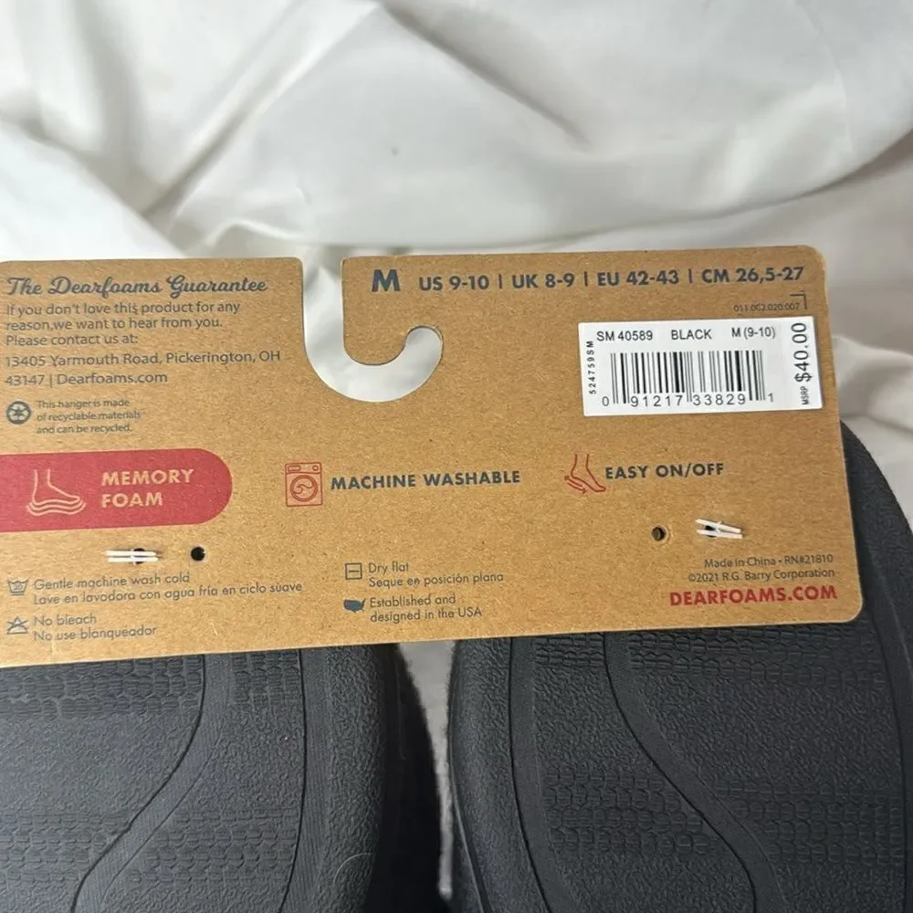 Dwarfoams‎ Memory Foams Grey/Black Slippers. Size Medium(9-10). NWT.